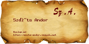 Szőts Andor névjegykártya